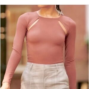 Abercrombie & Fitch NEW Seamless Ribbed Cutout Bodysuit Wine Size XL‎